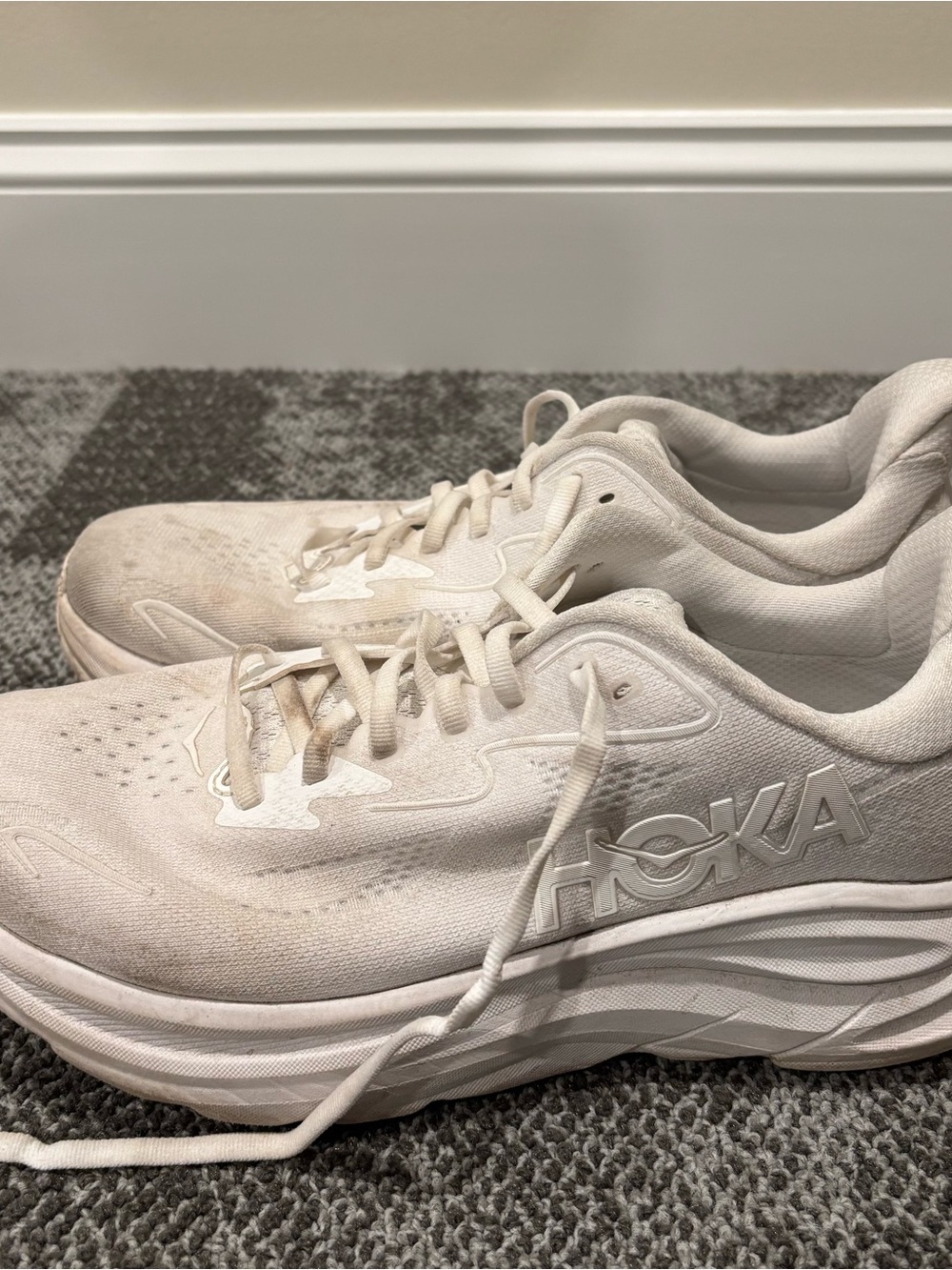 Hoka One One Clifton 10 Wide Triple White Athletic Shoes Womens U.S. 10D - Picture 3 of 6